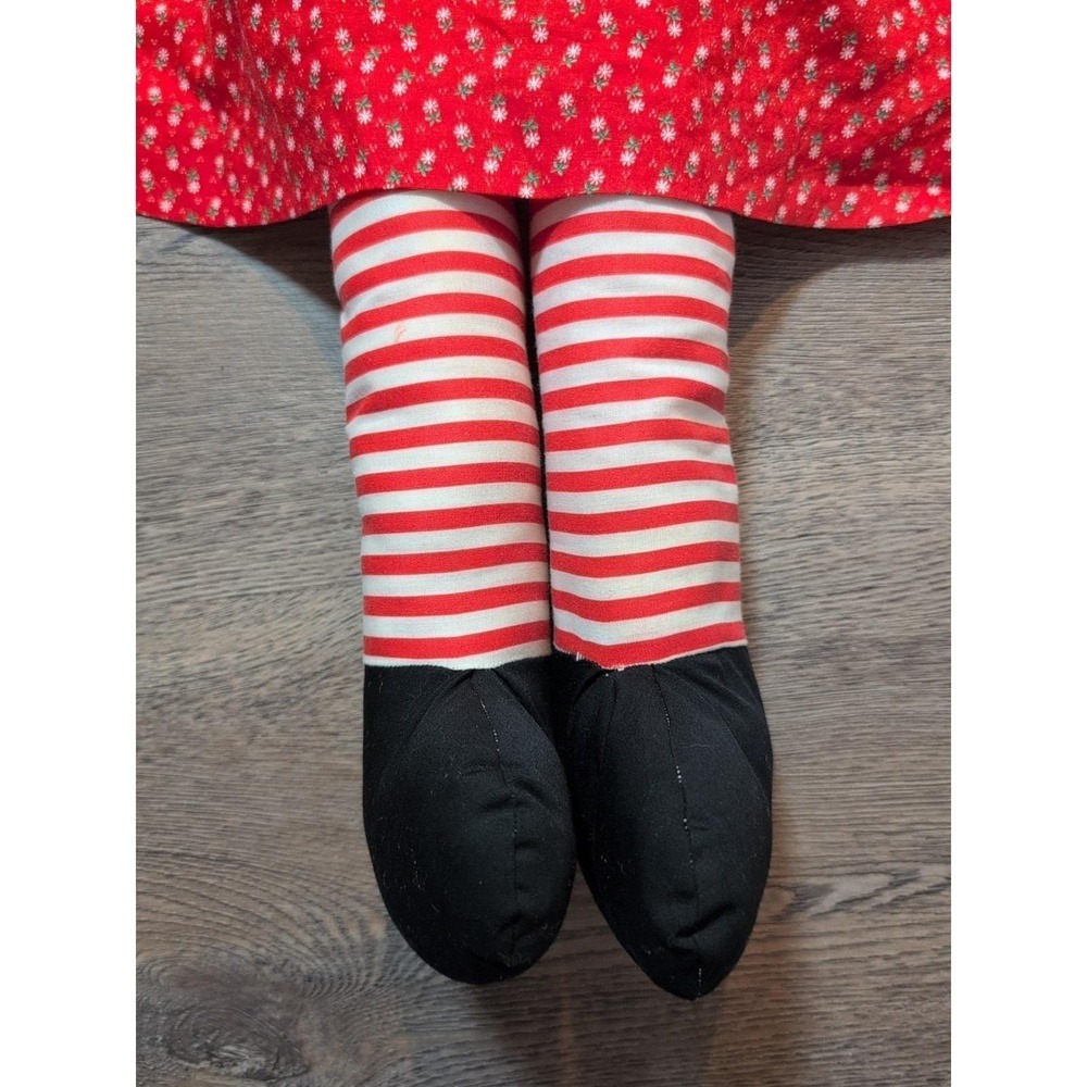 Vintage Raggedy Ann Handmade Rag Doll Red Floral Dress Yarn Hair 36 Inch - Picture 7 of 16